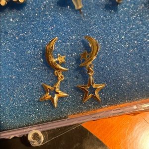Stars and Moon earrings 14k gold